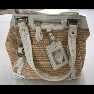 Rafe Raffia/white Patent Leather bag